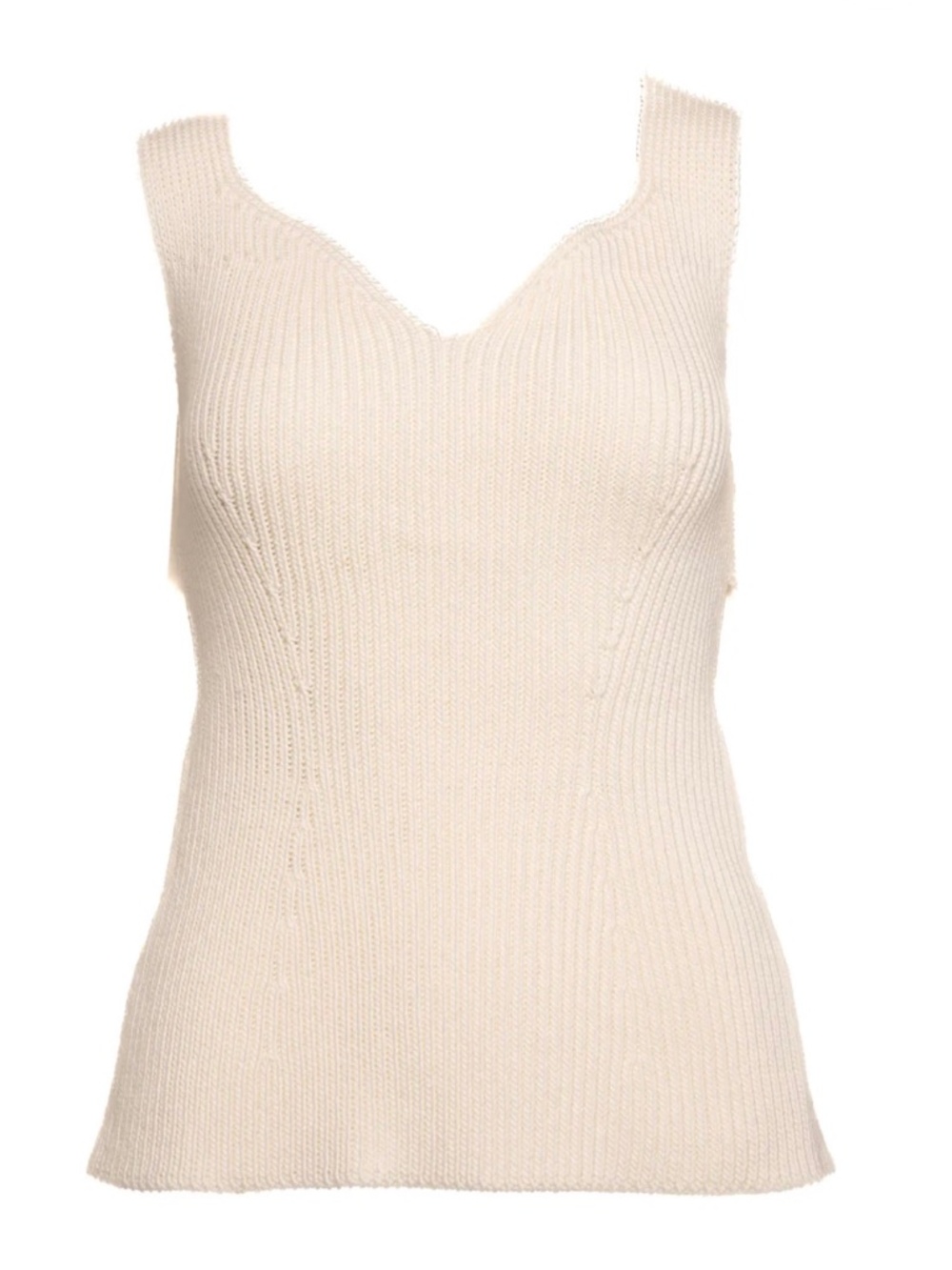 Khaite Ivory Lanae Cutout Ribbed Top